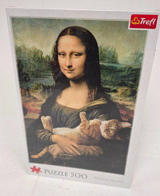 Brand New Sealed Trefl Red 500 Piece Puzzle Mona Lisa & Purring Kitty Bridgeman