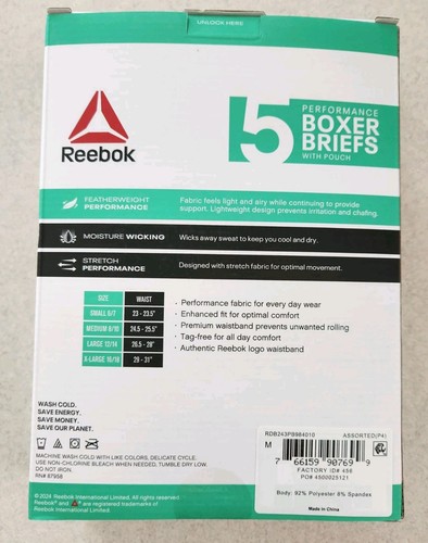 Reebok Boys 8/10 MEDIUM Boxer Briefs with Pouch 5-PACK Black Gray Red 10725 - Picture 3 of 6