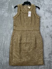 New Michael Kors Shimmer Gold Tweed Fringe Sleeveless Fully Lined Dress Size 10
