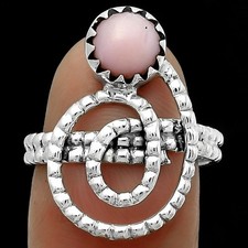 Spiral - Pink Opal - Australia 925 Sterling Silver Ring s.7.5 Jewelry R-1456