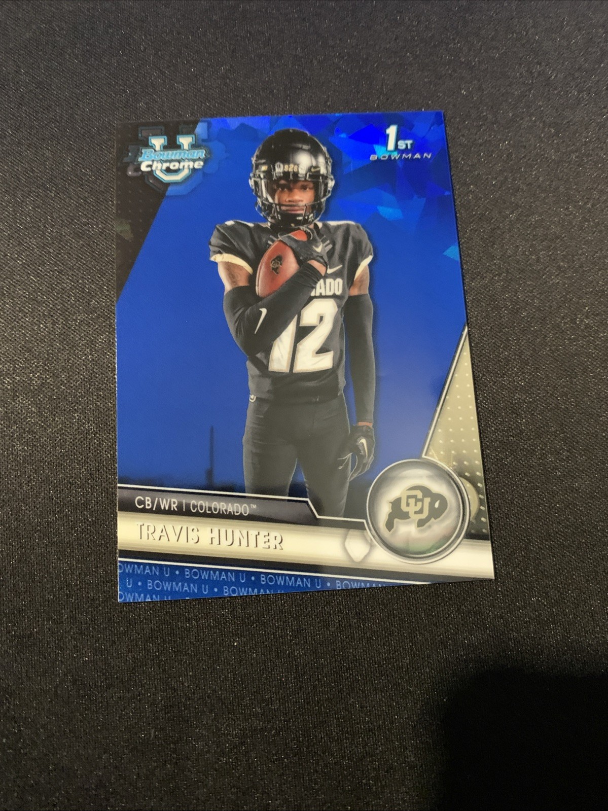 2023 Bowman University Chrome Travis Hunter #36 Blue Sapphire Refractor