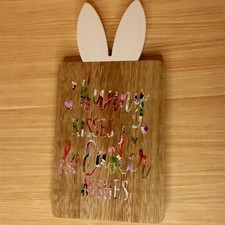 Easter Wooden Handmade Bunny Kisses  Easter Wishes Sign