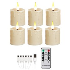 6 PCS Rechargeable Tea Lights Flickering Timer Flameless Candles Remote LED