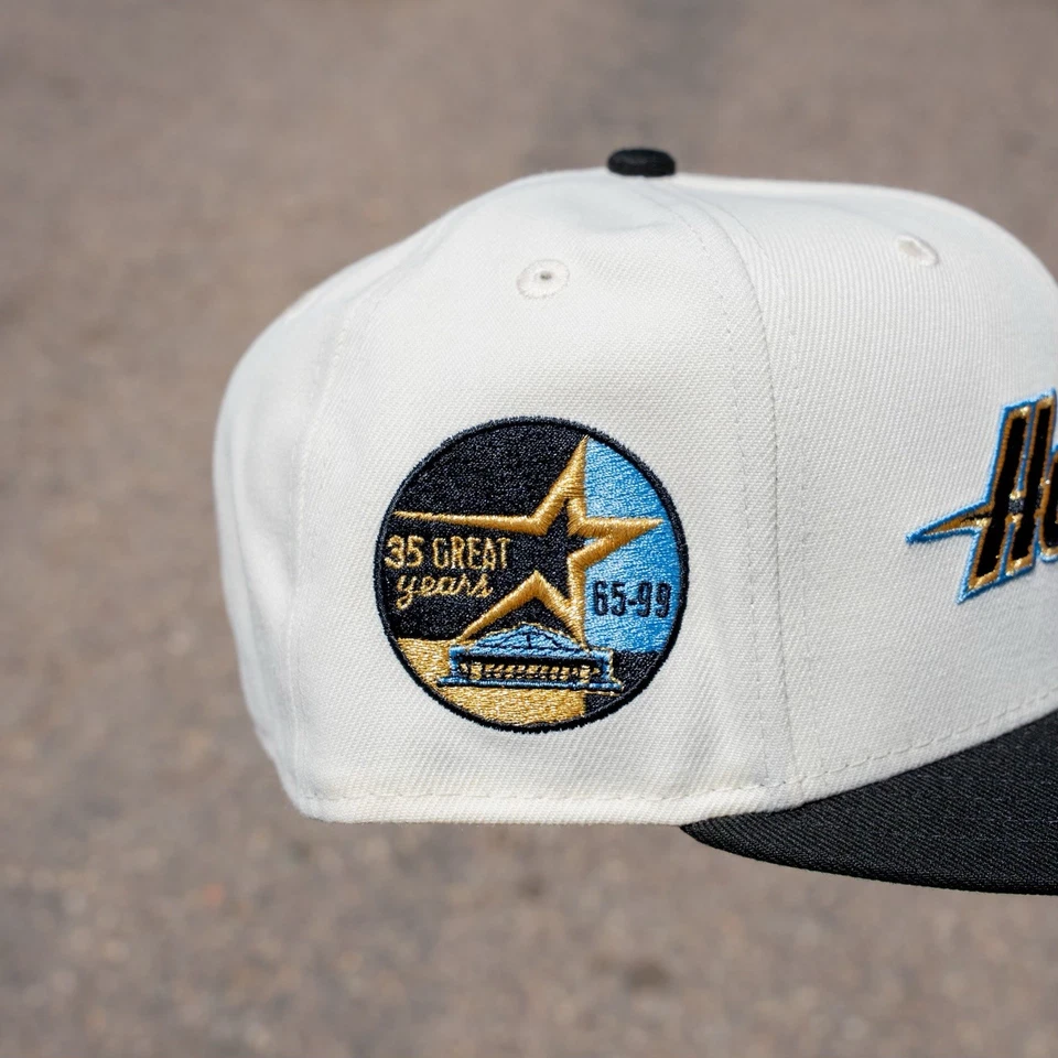 MLB New Era 59Fifty Houston Astros Fitted Cap 35 Great Years Patch Chrome/Gold - Image 2 of 3