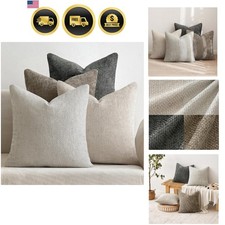 Pack of 4 Couch Throw Pillow Covers 18x18 Inch Neutral Soft Decorative Chenil...