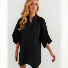 Pomander Place by Tuckernuck Black Astrid Mini Dress size L Large 100% Cotton