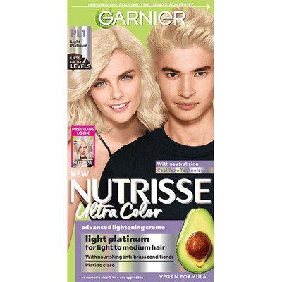 Garnier Nutrisse Ultra Color Hair Color, PL1 Light Platinum (2 Pack)