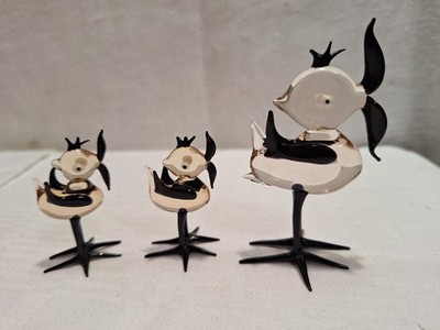 3 x   Vogel Bird Singvogel  8 und 5 cm  LAUSCHA DDR Thüringen  Glaskunst Tiere