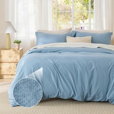Textured Duvet Cover Queen Size - Cotton-Like Polyester Jacquard Duvet Cover Set