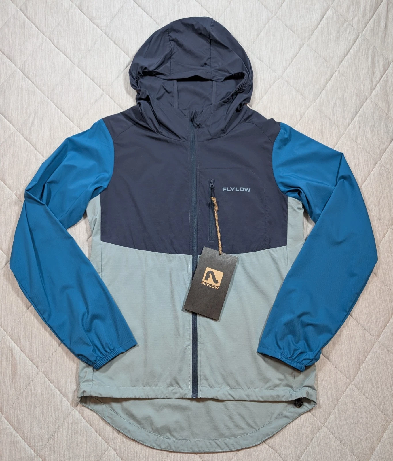 Flylow Davis Jacket Mens XS Windbreaker Lightweight Blue Steel/Night Marine