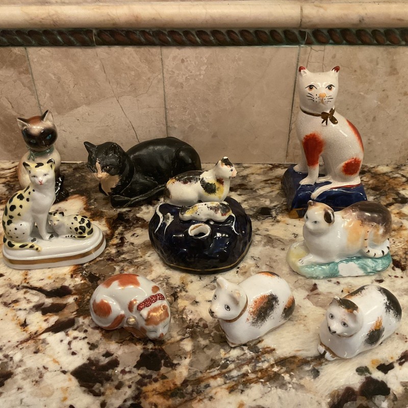 Vintage Porcelain Handcrafted CAT Collection Lot Of 9