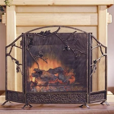 Pinecone Fireplace Screen Rustic Lodge Branch Fire Screen  53"W ~ SPI Home 31765