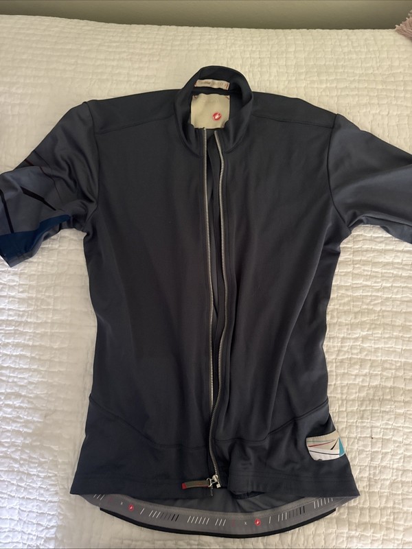 Castelli Men's Short Sleeve Cycling Jersey Size 42 One More Lap Jersey Gray