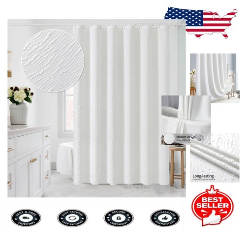 Quick-Drying 3D Marble Textured Shower Curtain - Extra Long Elegant Design