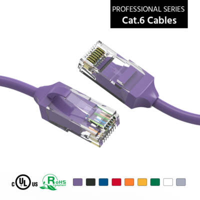 4Ft CAT6 28AWG Slim Ethernet Network Cable Purple
