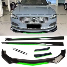 For Volvo Front Bumper Lip Side Skirt Rear Bumper Lip Strut Rods Black Green
