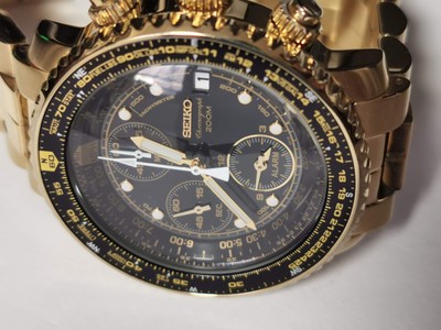 NMint SEIKO SNA414 SNA414P1 Flightmaster Pilot Watch Chrono Quartz 