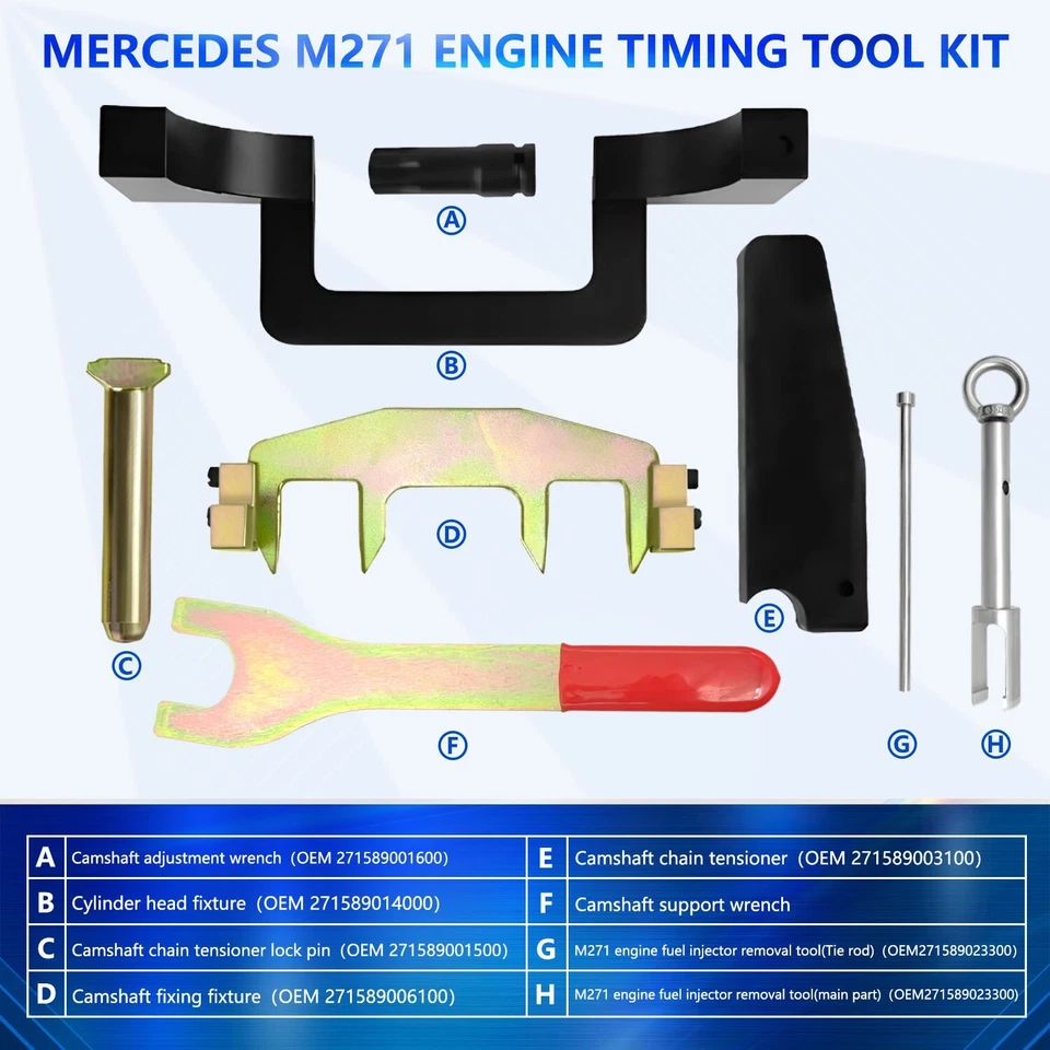 8PCS Engine Camshaft Timing Tool Set for Mercedes-Benz M271 1.8 litre chain - Image 2 of 4
