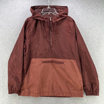 Full Tilt Womens Windbreaker Jacket Medium M Hooded 3/4 Zipper Front Pocket