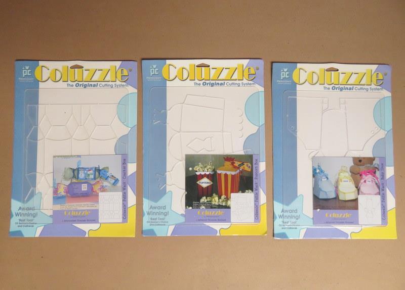3 Sealed Coluzzle Pattie Wack Templates - Cracker Box, Popcorn Box, Baby Shoe