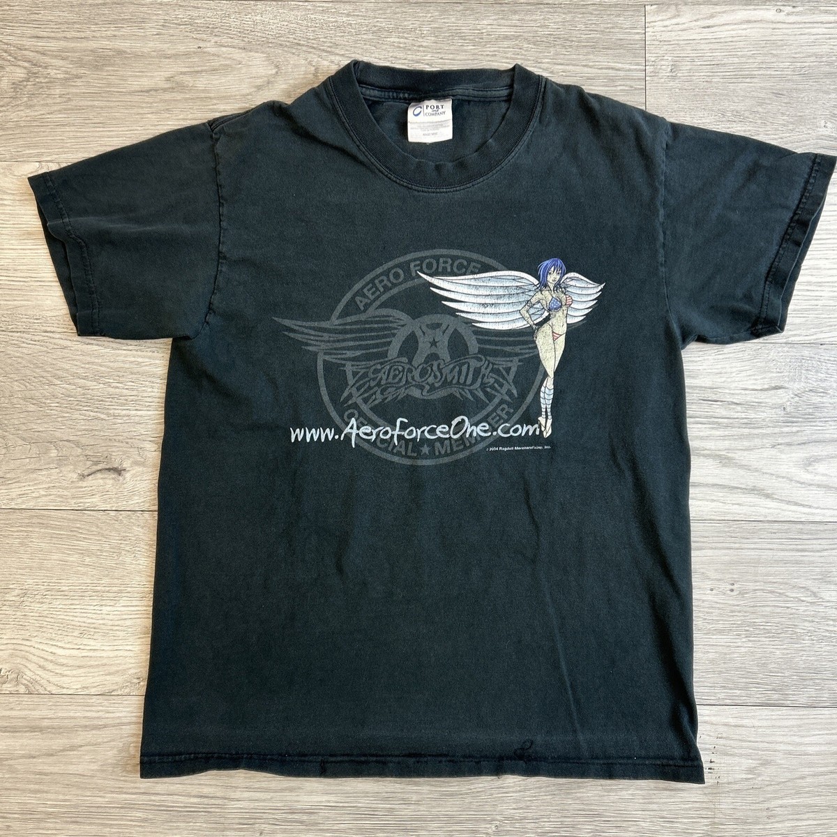 AEROSMITH.AEROFORCEONE.1990ヴィンテージツアーTシャツ Vintage Aerosmith Aero Force One Tour T-Shirt Mens Small Rare Port