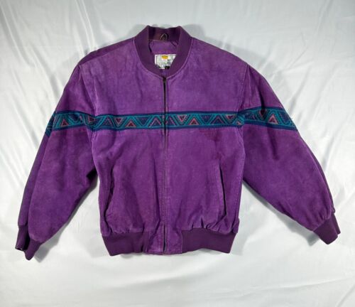 Vintage Carhartt Inspired Aztec Suede Woman's Jacket Size L Nylon Lining Winter