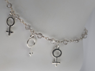 Hot Wife Anklet Crystal & Silver Anklet Threesome Beaded FMF Anklet Swingers