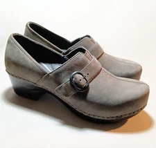 Dansko Tamara Grey Suede Leather Slip On Clog Shoes Women's Size EU 37 US 7