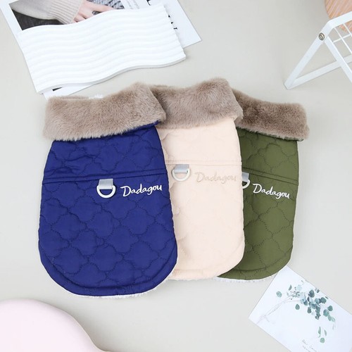 Fur Collar Small Pet Waterproof Clothes Vest Dog Coat Windproof Puppy Jacket - Picture 4 of 12