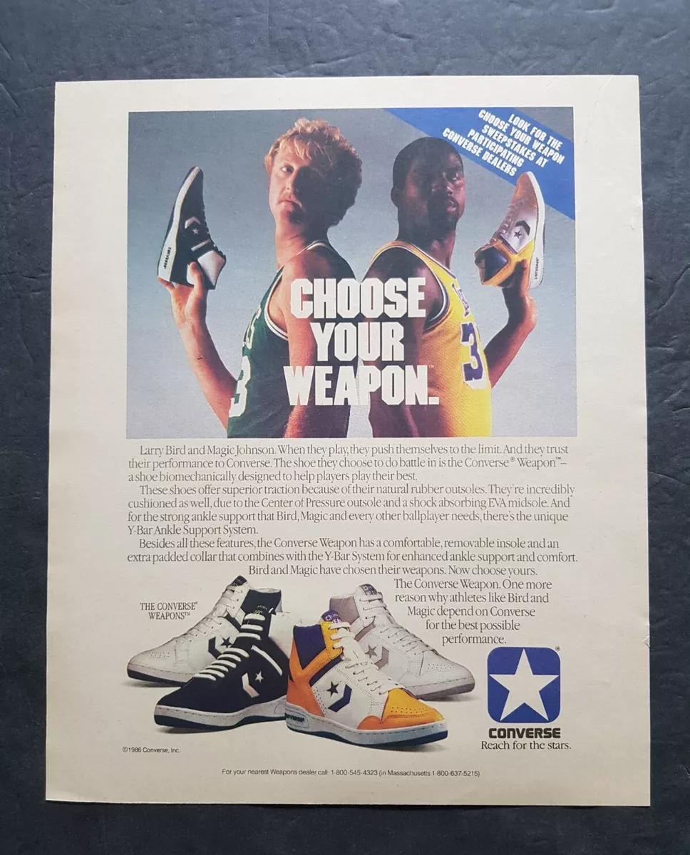 Larry Bird Magic Johnson Converse Weapons Shoes Promo Print Ad