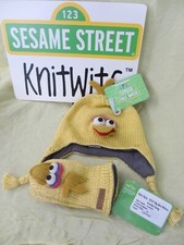 BIG BIRD SET cotton yellow cap HAT knit toddler kid BABY cap Sesame Street deLux