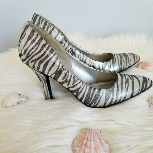 Mixit Metallic Zebra 4" Heel Party Holiday Shoes Womens Size 7.5 Medium preowned - Picture 10 of 11