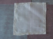Ladies Hankie Antique Sheer LINEN MADE IN FRENCH 8.5 sq lace very light