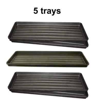 WHITEFURZE 5x Grow Bag Tray Garden Plant Watering Plastic Tray Tomato Planter Large 100 Cm