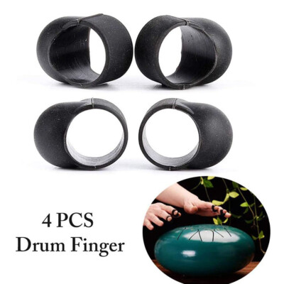 4x Stahl Zunge Trommel Finger Picks, Silikon Klopfen Finger Ärmeln Handpan