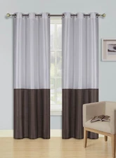 2PC SET FASHION SEMI-SHEER 2 MIX COLOR GROMMET WINDOW CURTAIN PANEL DRAPE 84" L