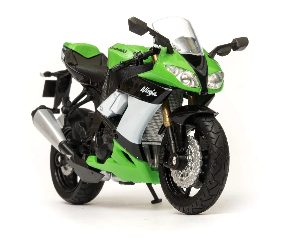 Kawasaki Ninja ZX 10R Japanese Motorcycle Model Green Toy Diecast 1:18 Welly - Image 2 of 4