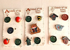Vtg Button Covers 90's Lot Assorted Apples Bird house Teddy Bear Bumble Bee NOS