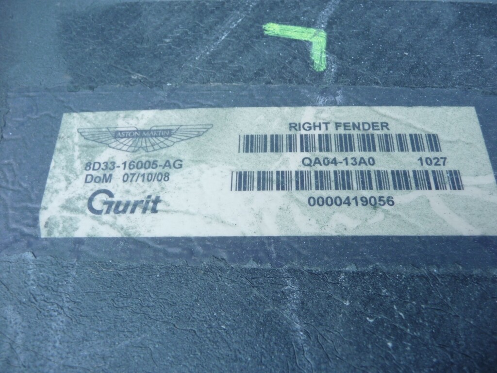 2006-2012 Aston Martin DBS Right Passenger Fender Wing Panel 8D33-16005-AG OEM