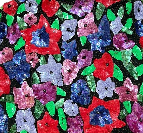 Silk Neon Sequin Floral Jacket Large Red Blue Purple Embellished Bolero Slim Fit - Picture 8 of 17