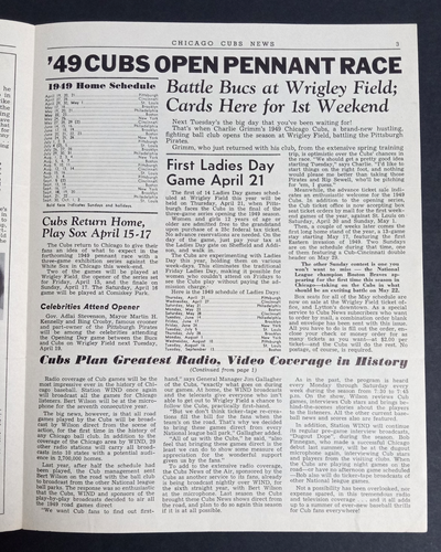Chicago Cubs News April 1949 Baseball Team Newsletter Paper Mailer Vol 14, No. 2 - Bild 3 von 4