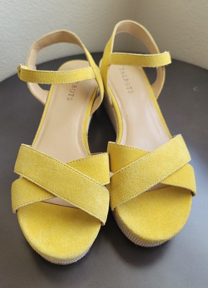 Talbots Platform Wedge Espadrille Yellow Suede Leather  Talbots Yellow Flat Espadrilles Size 9.5 main image 0