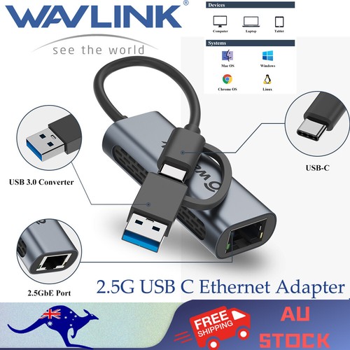 Wavlink 2.5G USB C Ethernet Adapter USB A Network Adapter Laptop RJ45 Adapter - Picture 14 of 14