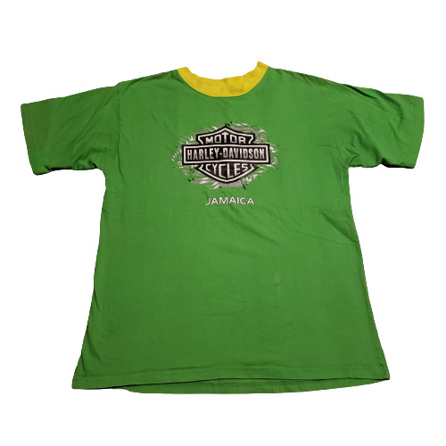 Supreme Tees Harley-Davidson Motorcycles T-Shirt Green Men's XL Jamaica Biker