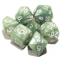7 Piece Pale Green Marble Polyhedral Dice Set w/ Green Bag – Sea Serpent
