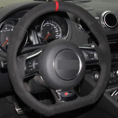 Super Soft Car Steering Wheel Cover Black Suede Hand Sewing For Audi TT 2008-13 - Imagen 1 de 4