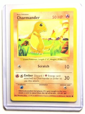 CHARMANDER - 46/102 - SHADOWLESS Base Set - Pokemon Card - EXC