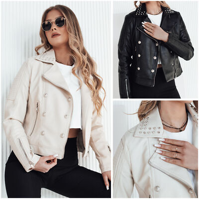 Damen Kunstlederjacke Bikerjacke Übergangsjacke Ramones-Jacke Basic DSTREET S-L