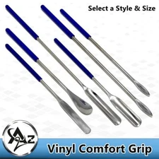 Stainless Steel Lab Micro Spatula with Vinyl Comfort Grip Spoon Scoop 