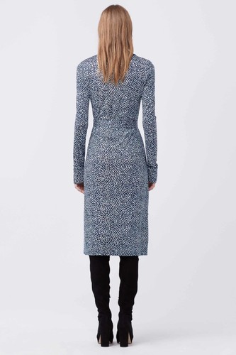 Diane Von Furstenberg DVF Cybil 100% Silk Jersey Wrap Dress Beads Peacock US 6 - Picture 5 of 19